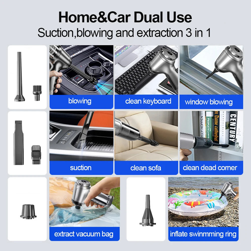 Car Vacuum Cleaner Powerful Wireless car vacuum cleaner 95000PA Strong Suction Handheld Wireless Vehicle Vacuum Cleaner for Car - chinatopmarket