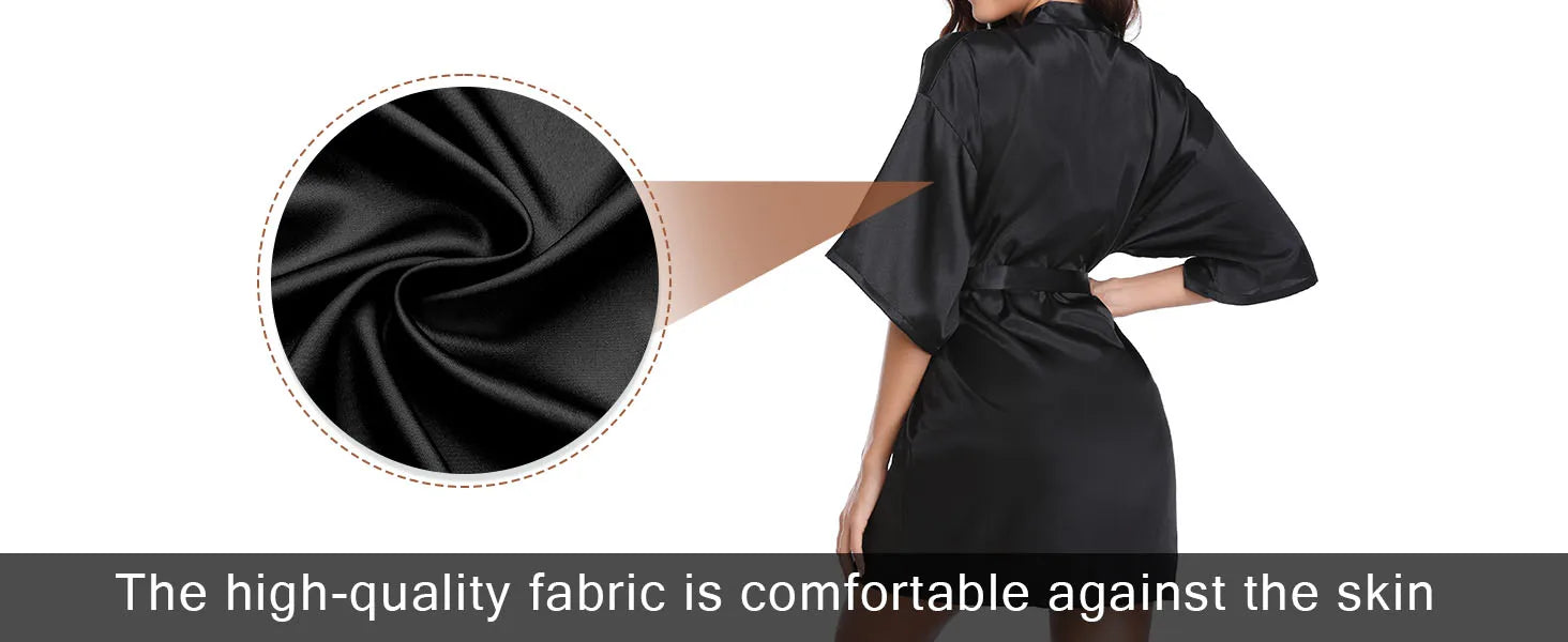 RB032 2018 New Silk Kimono Robe Bathrobe Women Silk Bridesmaid Robes Sexy Navy Blue Robes Satin Robe Ladies Dressing Gowns - chinatopmarket