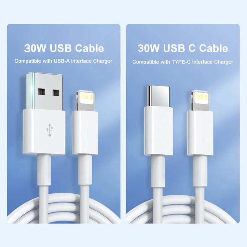 PD 30W USB Cable For Apple iPhone 15 14 13 12 11 Pro Max 7 8 Plus XS X XR Fast Charging USB C Cable Charge Date Wire Accessories - chinatopmarket