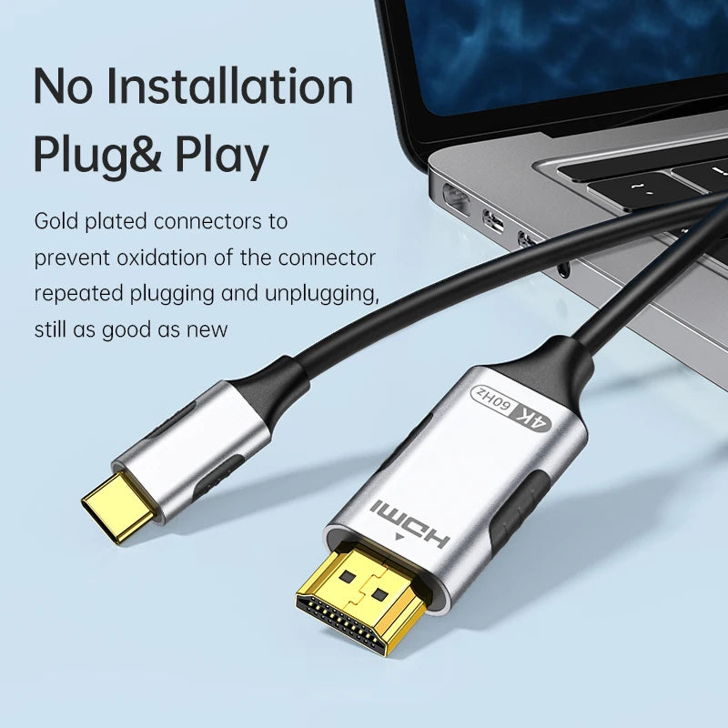 USB C to HDMI Cable 8K@60Hz 4K@120Hz Type C to HDMI-Compatible HDTV Cable for TV Converter MacBook Air iPad USB-C HDMI Adapter - chinatopmarket