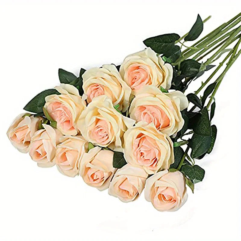12pcs Realistic Artificial Rose Bouquet for Weddings, Birthdays, and More  for Floral Arrangements and Home Decor - chinatopmarket