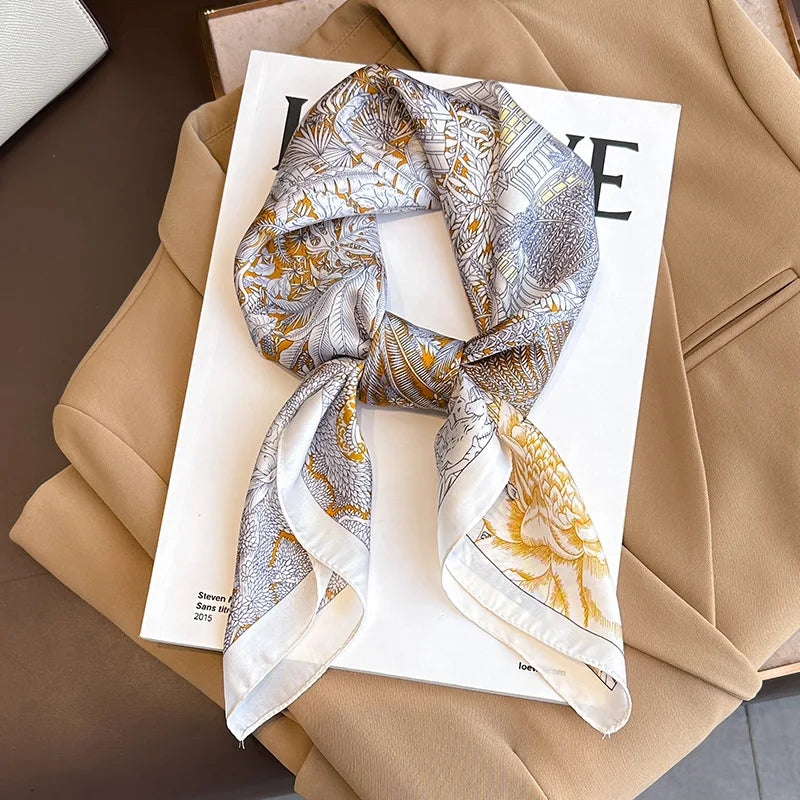 2025 New Fashion 70X70cmPrinted Women's Scarf Pashmina Silk Scarf Square Shawl Decorative Headband Neck Luxury Design Bandana - chinatopmarket