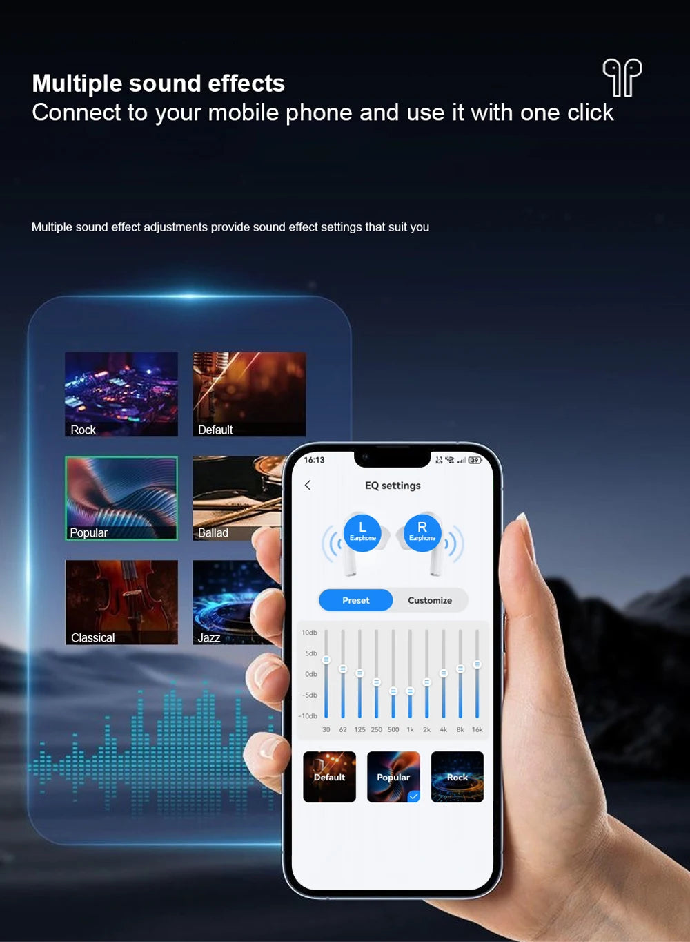 Choice ERAZER Airs Pro Wireless Bluetooth Earphones Touch Screen Headphones HiFi Earbuds ANC Noise Reduction Headsets HD Call