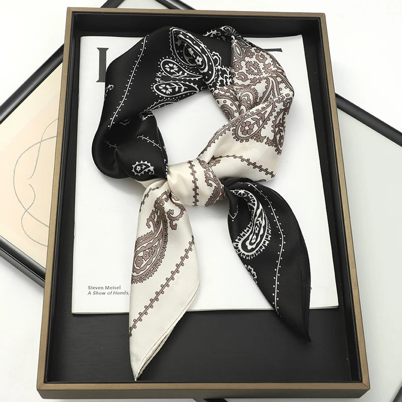 2025 New Fashion 70X70cmPrinted Women's Scarf Pashmina Silk Scarf Square Shawl Decorative Headband Neck Luxury Design Bandana - chinatopmarket
