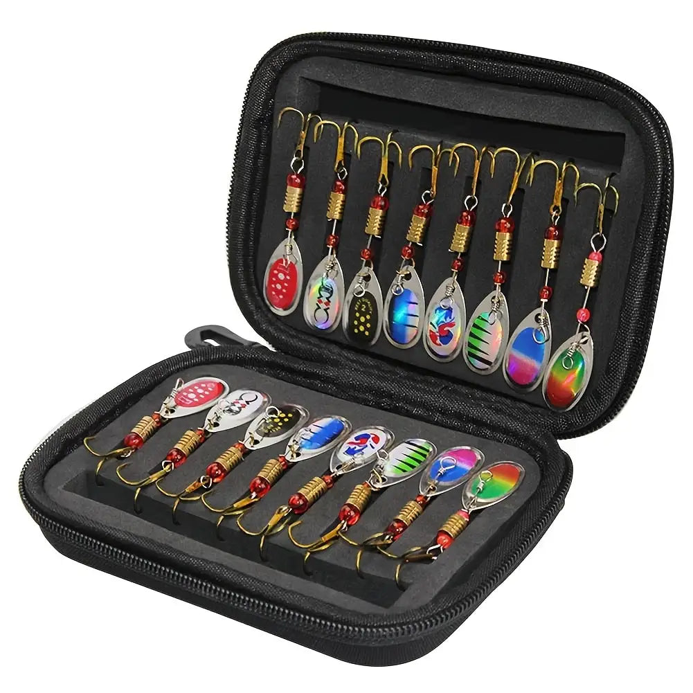 16pcs Metal Spinner Bait Fishing Lure Artificial SpinnerBait For Pike Bass Trout Fishing With Fishing Bag - chinatopmarket