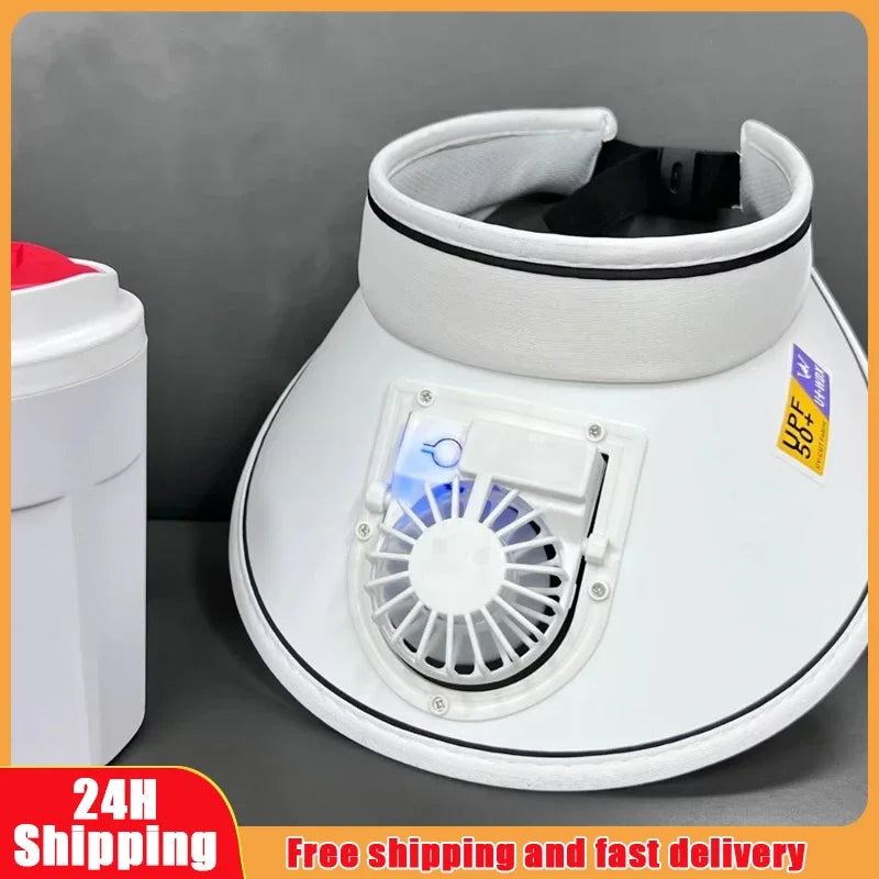 Cooling Fan Hat Breathable USB Rechargeable Fans Hat Sun Visors Hat with Fan for Men Women Girls Boys Sport Fishing Travel - chinatopmarket