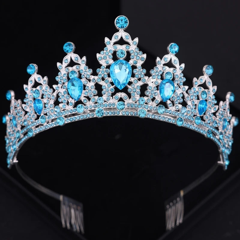 Wedding Hair Tiara Crystal Bridal Tiara Crown Silver Color Diadem Veil Tiaras Wedding Hair Accessories Headpieces Head Jewelry - chinatopmarket