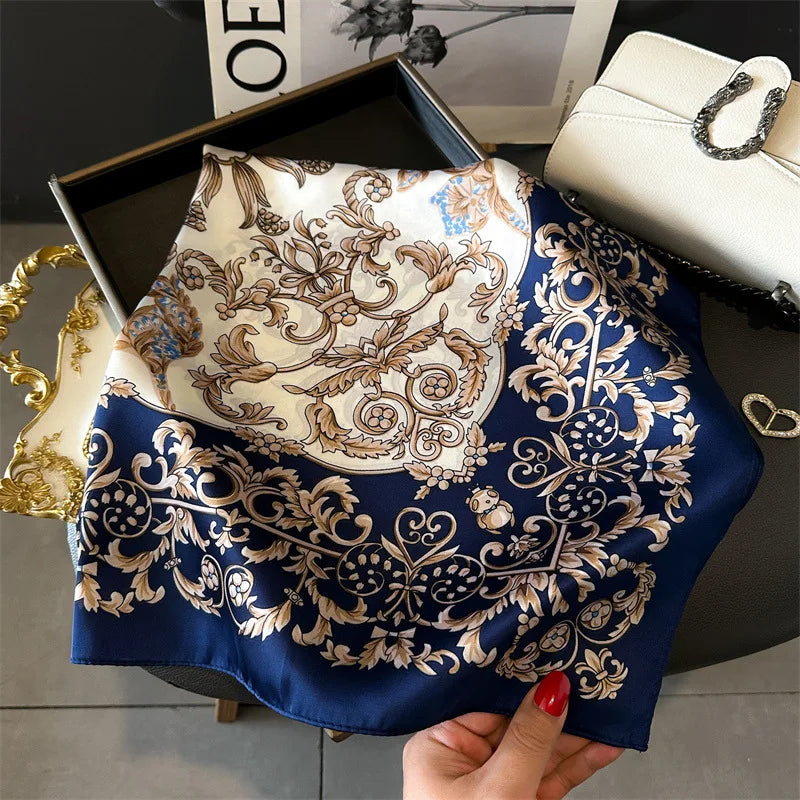 2025 New Fashion 70X70cmPrinted Women's Scarf Pashmina Silk Scarf Square Shawl Decorative Headband Neck Luxury Design Bandana - chinatopmarket