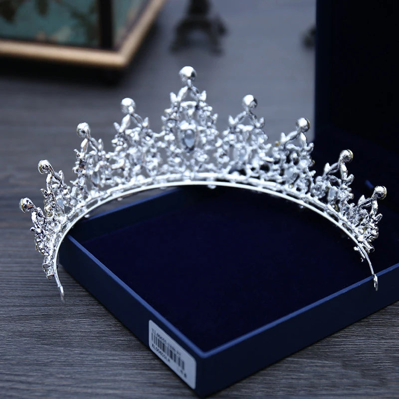 Wedding Hair Tiara Crystal Bridal Tiara Crown Silver Color Diadem Veil Tiaras Wedding Hair Accessories Headpieces Head Jewelry - chinatopmarket