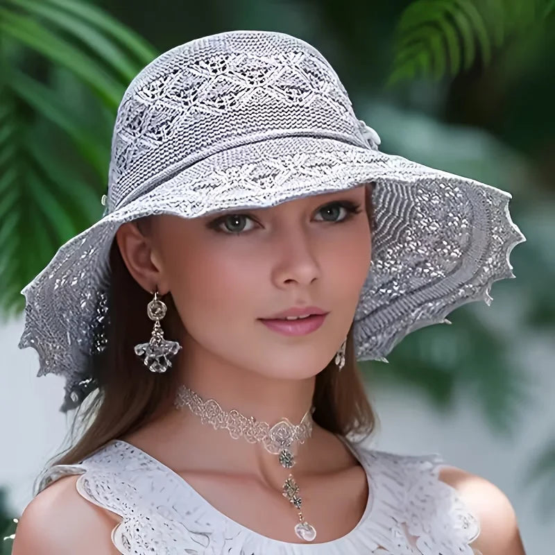 1pc Stylish Wide Brim Sun Hat for Women,Lightweight Foldable Beach Hat Perfect for Summer Trip,Portable Outdoor Visor for Tralve - chinatopmarket