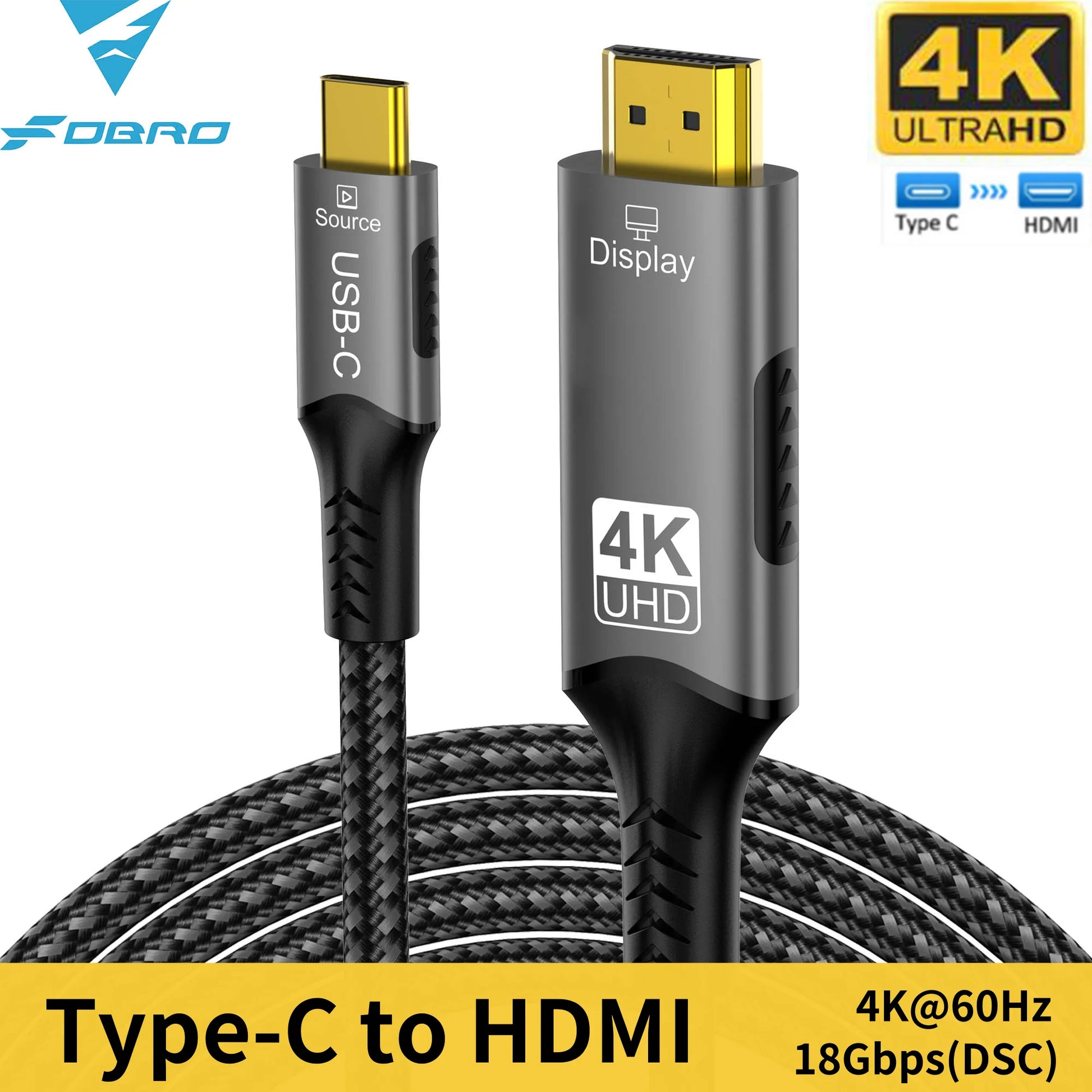 USB C to HDMI Cable 8K@60Hz 4K@120Hz Type C to HDMI-Compatible HDTV Cable for TV Converter MacBook Air iPad USB-C HDMI Adapter - chinatopmarket