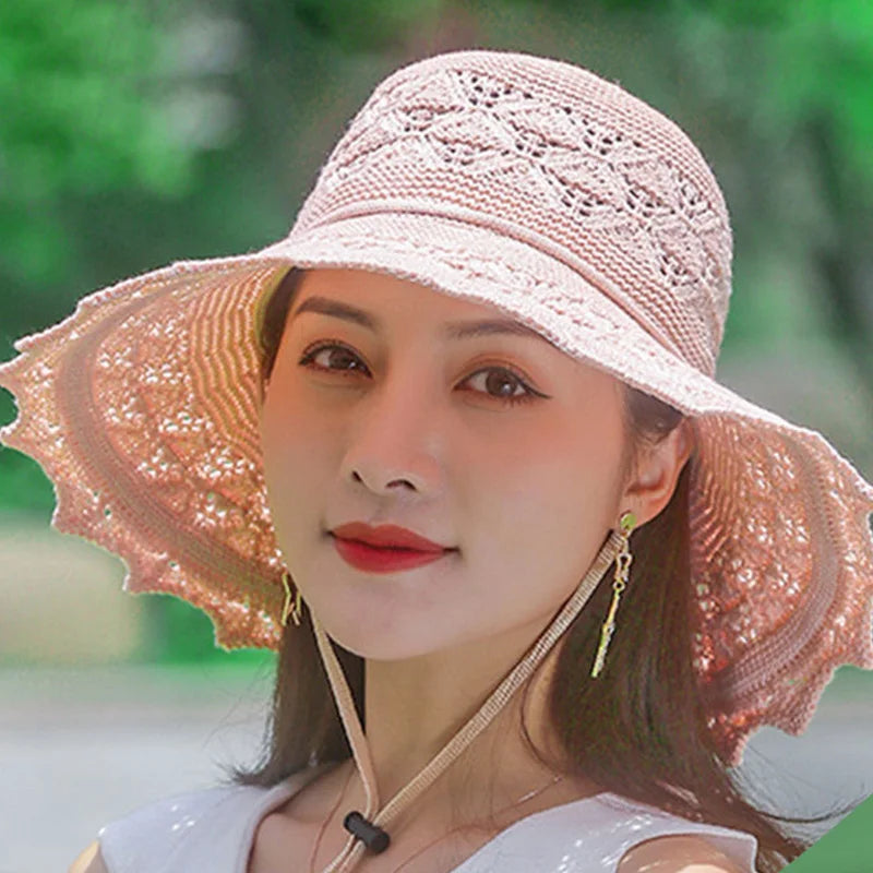 Fold Wide Brim Sun Hat Woman Summer Straw Hat Woman Beach Protection Dense Hat Women XKTYM01 - chinatopmarket