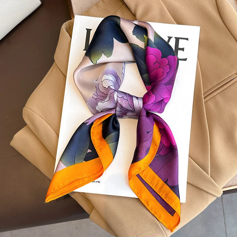 2025 New Fashion 70X70cmPrinted Women's Scarf Pashmina Silk Scarf Square Shawl Decorative Headband Neck Luxury Design Bandana - chinatopmarket