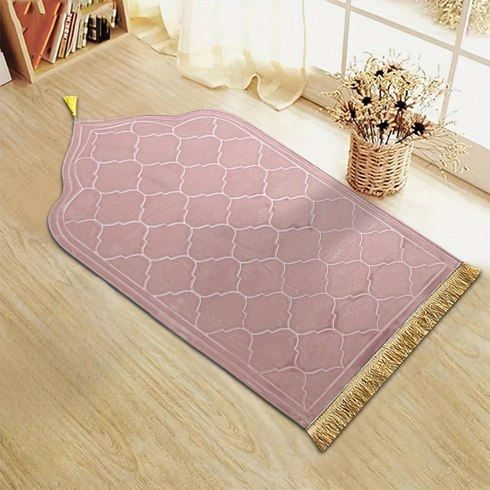 Thickened Printed Prayer Mat Plush With Tassel Flannel Irregular Prayer Mat - chinatopmarket