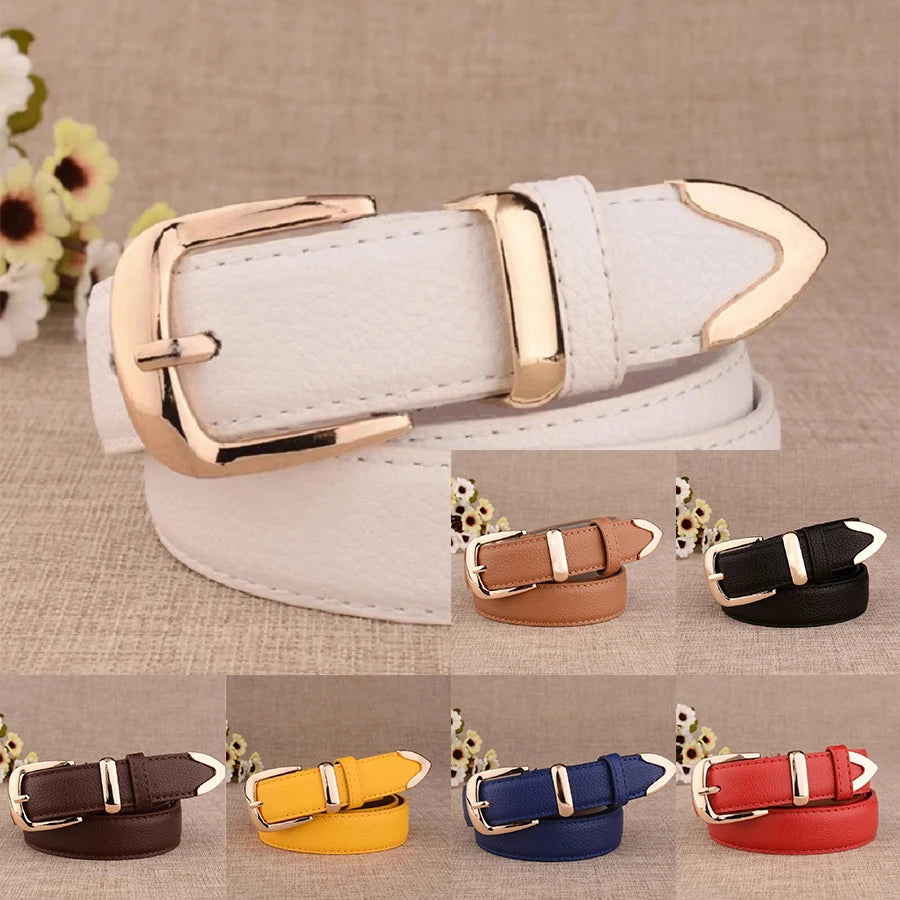 Women's Trousers Belt  Leather Trend White Belt Fashion High Quality Trouser Belts Solid Vintage Pin Buckle Ladies Strap LB2146- - chinatopmarket