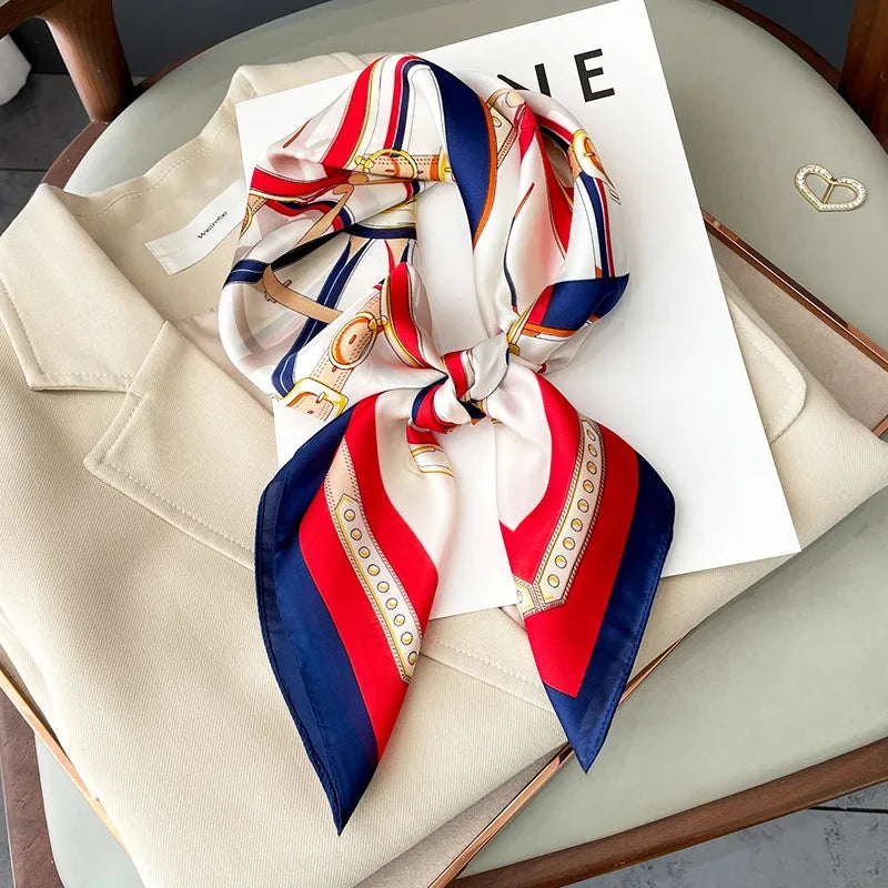 2025 New Fashion 70X70cmPrinted Women's Scarf Pashmina Silk Scarf Square Shawl Decorative Headband Neck Luxury Design Bandana - chinatopmarket