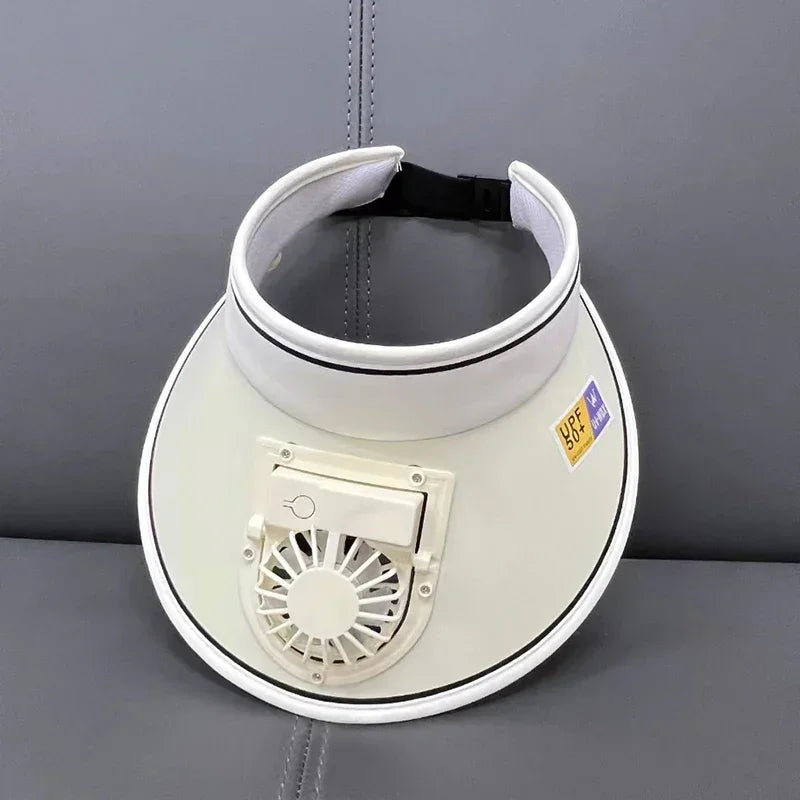 Cooling Fan Hat Breathable USB Rechargeable Fans Hat Sun Visors Hat with Fan for Men Women Girls Boys Sport Fishing Travel - chinatopmarket