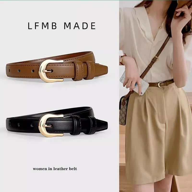 Belt Summer Brown Belt with Fine Matching Western Pants Simple and Versatile Belt 2024 New Fashion Decoration - chinatopmarket