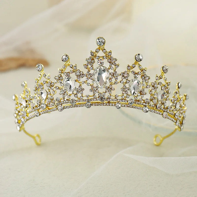 Wedding Hair Tiara Crystal Bridal Tiara Crown Silver Color Diadem Veil Tiaras Wedding Hair Accessories Headpieces Head Jewelry - chinatopmarket
