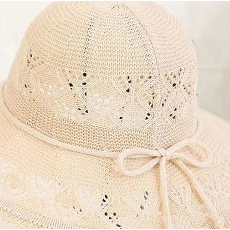 Fold Wide Brim Sun Hat Woman Summer Straw Hat Woman Beach Protection Dense Hat Women XKTYM01 - chinatopmarket
