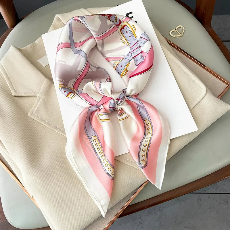 2025 New Fashion 70X70cmPrinted Women's Scarf Pashmina Silk Scarf Square Shawl Decorative Headband Neck Luxury Design Bandana - chinatopmarket
