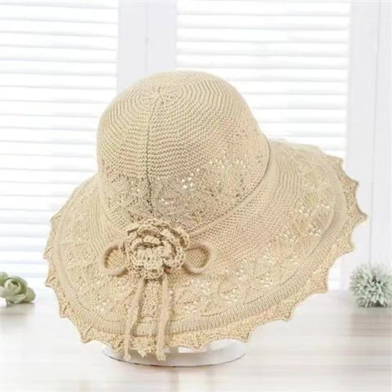Fold Wide Brim Sun Hat Woman Summer Straw Hat Woman Beach Protection Dense Hat Women XKTYM01 - chinatopmarket