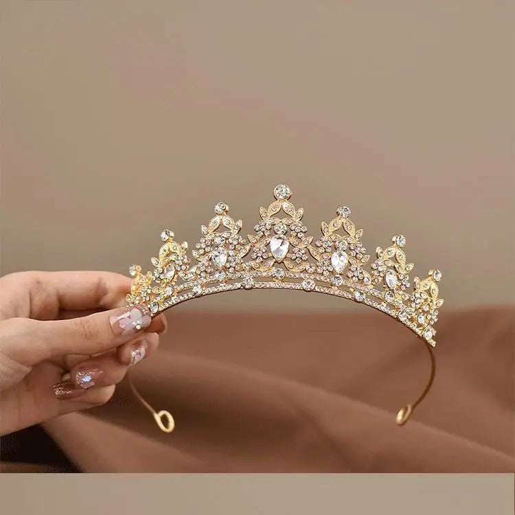 Children's Princess Crown Crystal Tiara Girls Hair Accessories High-end Atmosphere Dance Performance Birthday Gift Crown - chinatopmarket