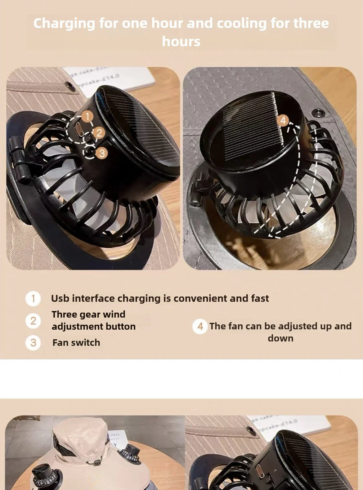 Mens Quick Dry Bucket Hat Large Size Sun Hat with Solar Powered Fan USB Rechargeable for Outdoor Hiking Camping Fishing Activity - chinatopmarket