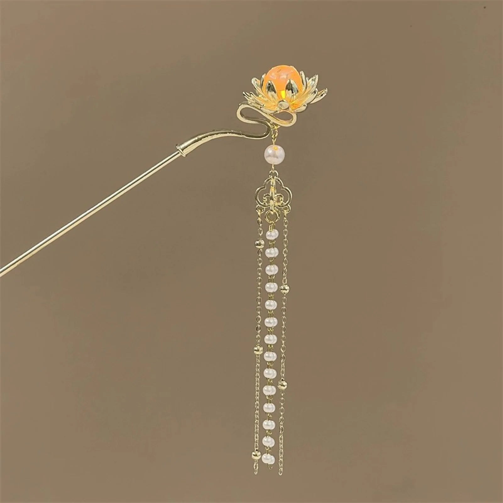 Luminous Flower Hairpin For Women Creative Lotus Emit Light Lantern Tassel Hair Stick Vintage Chinese Style Metal Hair Accessory - chinatopmarket