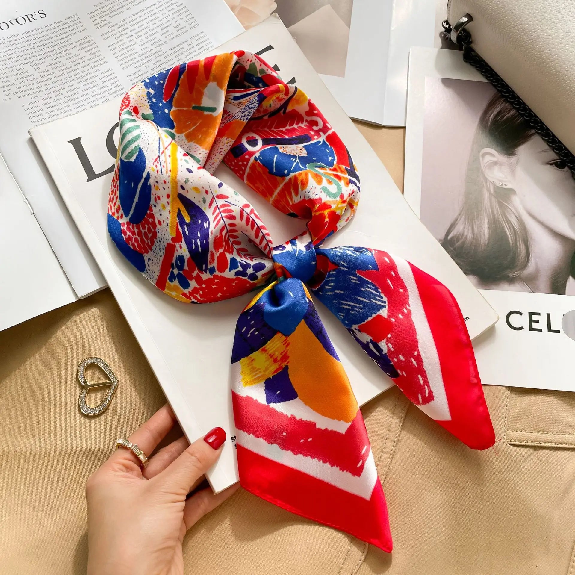 2025 New Fashion 70X70cmPrinted Women's Scarf Pashmina Silk Scarf Square Shawl Decorative Headband Neck Luxury Design Bandana - chinatopmarket