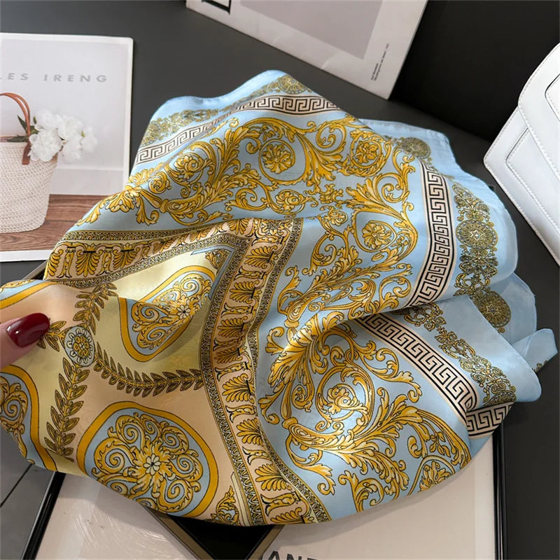 2025 New Fashion 70X70cmPrinted Women's Scarf Pashmina Silk Scarf Square Shawl Decorative Headband Neck Luxury Design Bandana - chinatopmarket