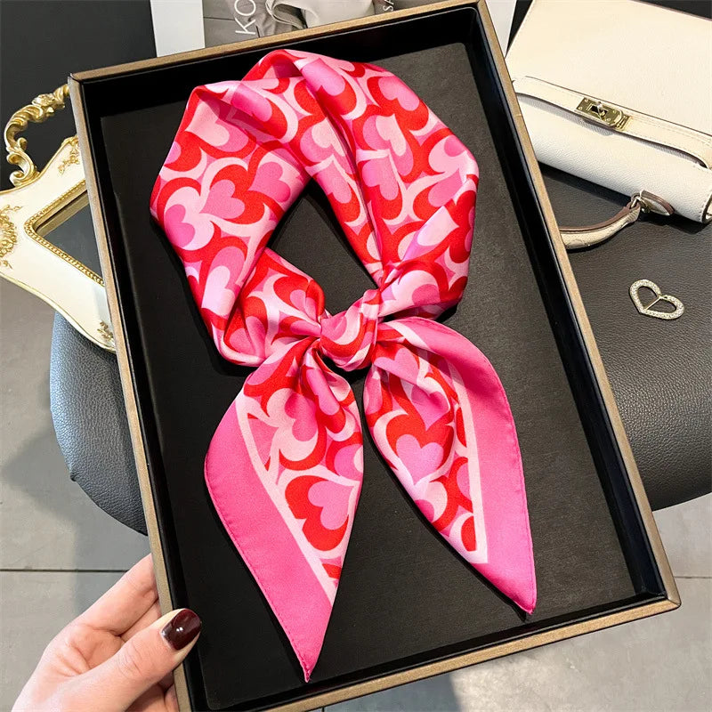 2025 New Fashion 70X70cmPrinted Women's Scarf Pashmina Silk Scarf Square Shawl Decorative Headband Neck Luxury Design Bandana - chinatopmarket