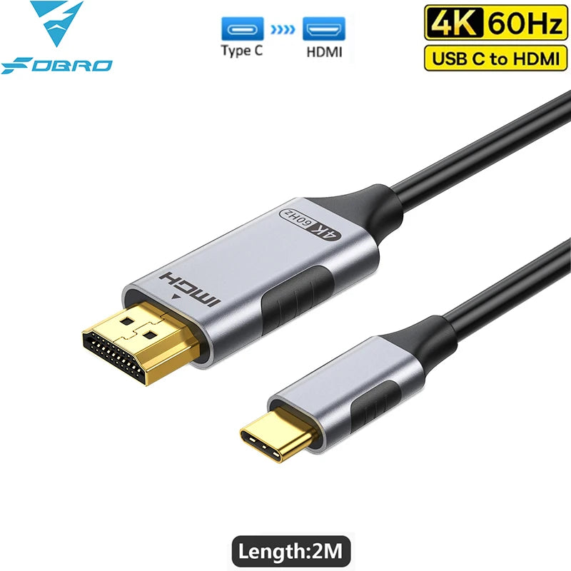 USB C to HDMI Cable 8K@60Hz 4K@120Hz Type C to HDMI-Compatible HDTV Cable for TV Converter MacBook Air iPad USB-C HDMI Adapter - chinatopmarket