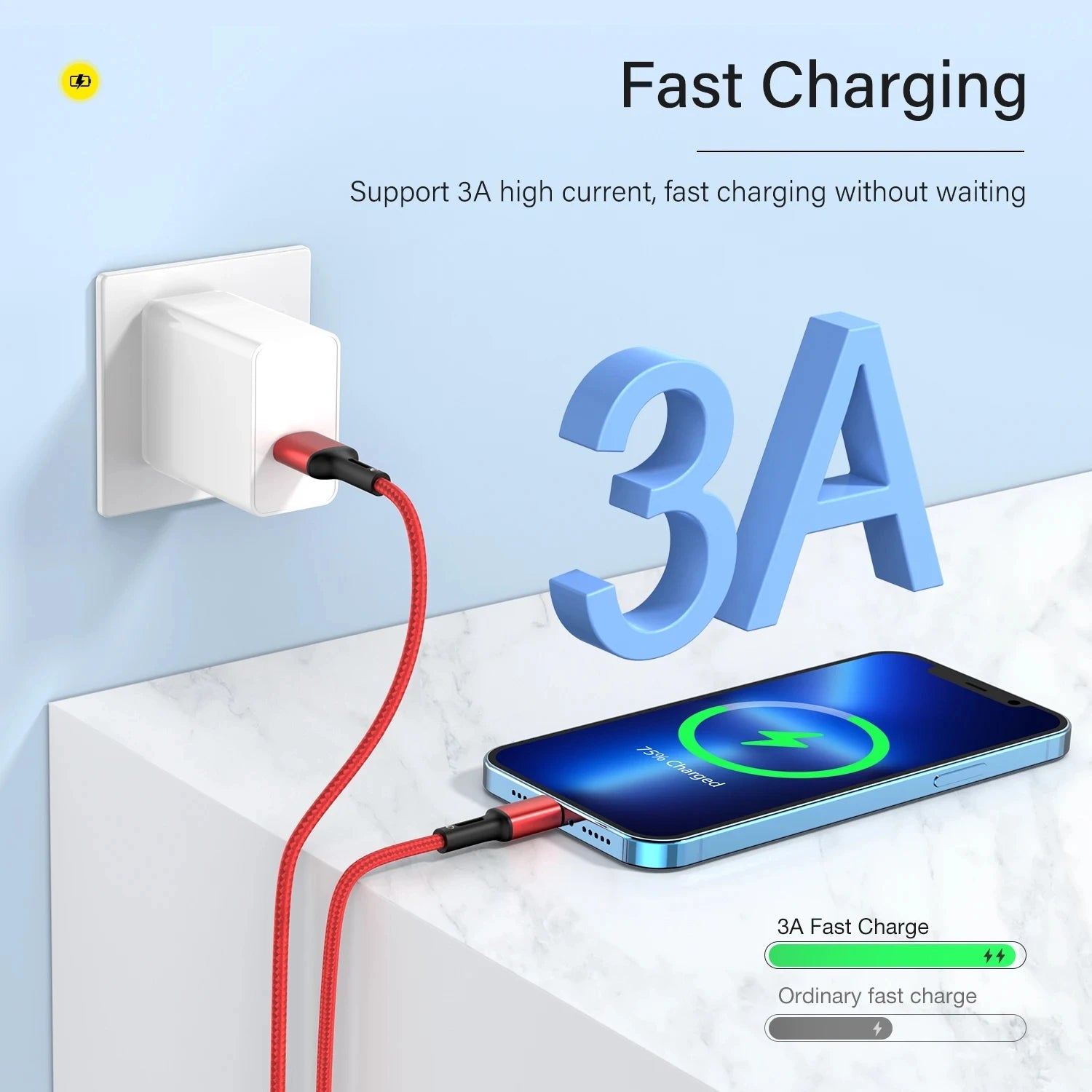 Quick Charge USB Cable For iPhone 12 13 14 11 Pro X Max 6 7 8 Plus 5 SE iPad Origin Mobile Phone Cord Data Charger Wire 3m - chinatopmarket