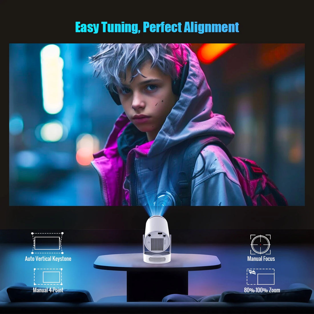 Magcubic 8K HY300 Pro + Projector Built in 5W Speaker 1280*720P Android 14 8000 Lumens Wifi6 BT5.4 Outdoor Portable Projector - chinatopmarket