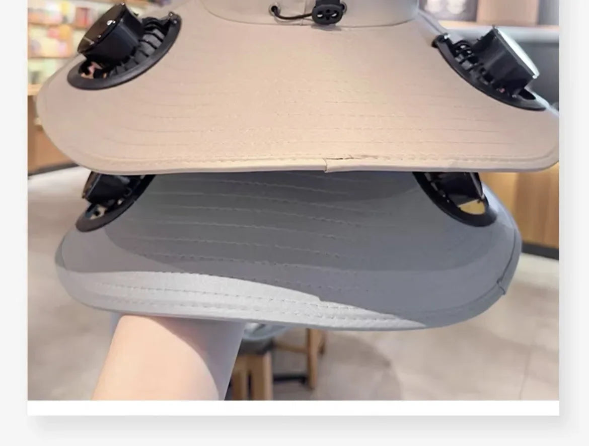 Mens Quick Dry Bucket Hat Large Size Sun Hat with Solar Powered Fan USB Rechargeable for Outdoor Hiking Camping Fishing Activity - chinatopmarket