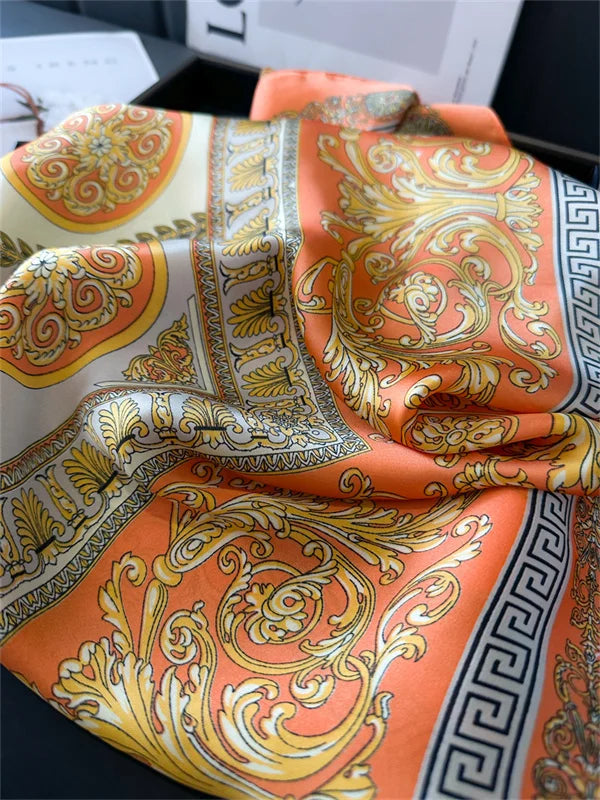 2025 New Fashion 70X70cmPrinted Women's Scarf Pashmina Silk Scarf Square Shawl Decorative Headband Neck Luxury Design Bandana - chinatopmarket