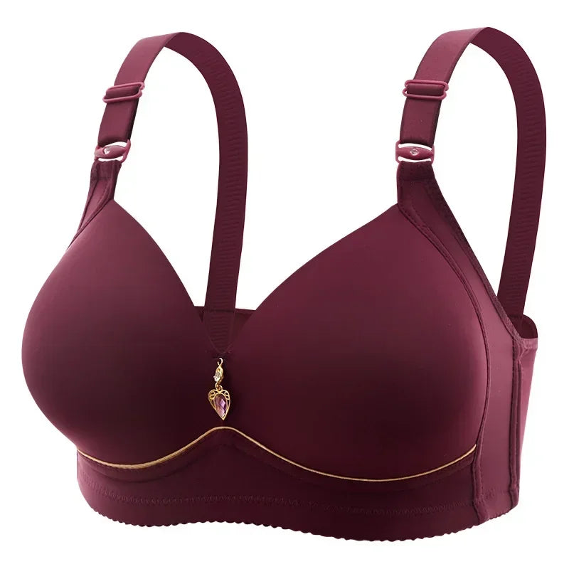 Mom Brassiere Without Steel Ring Breathable Gathered Ladies Underwear Non-magnetic Thin Cup Glossy Obese Female Ladies Bra - chinatopmarket