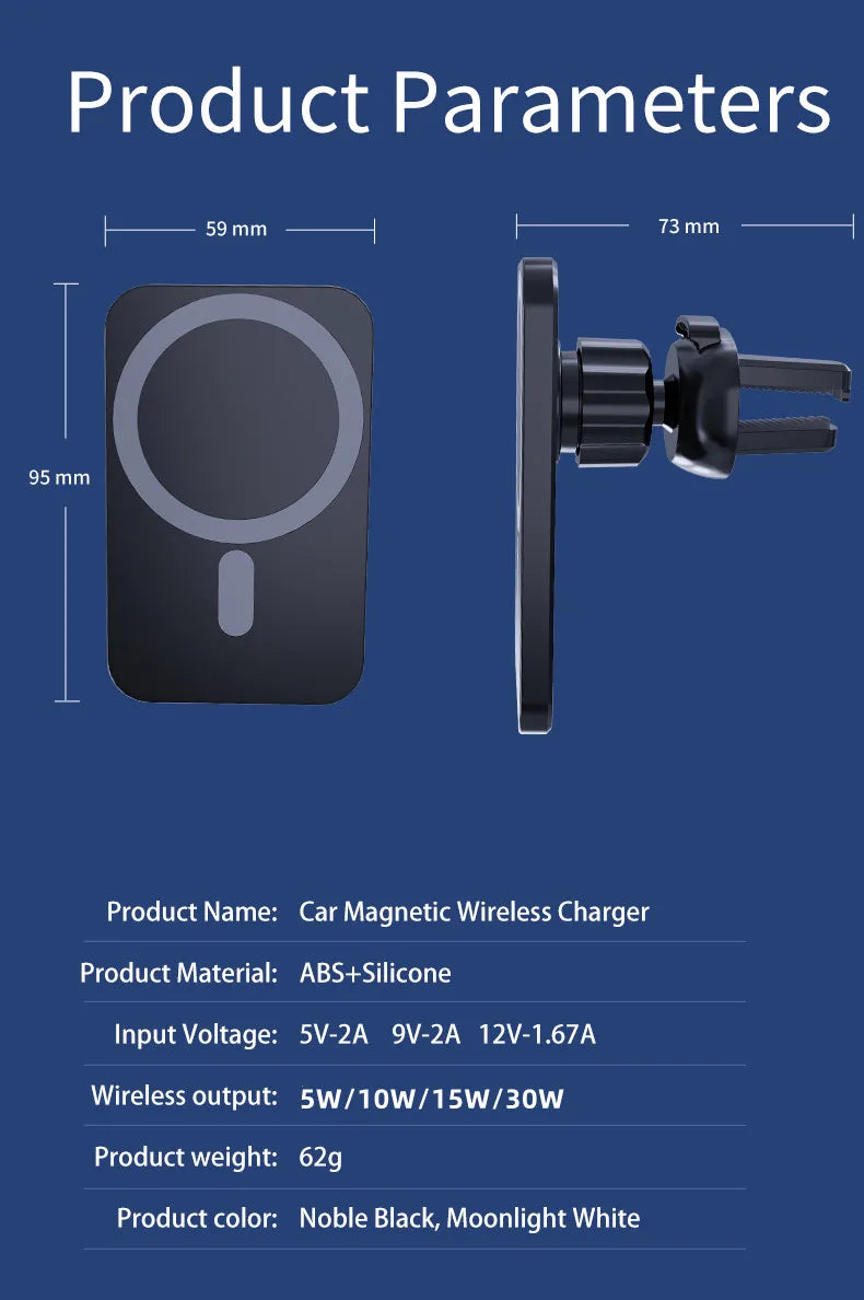 30W Magnetic Car Wireless Charger For iPhone 15 14 13 12 Pro Max Mini Macsafe Car Phone Holder Stand Mount Fast Charging Station - chinatopmarket