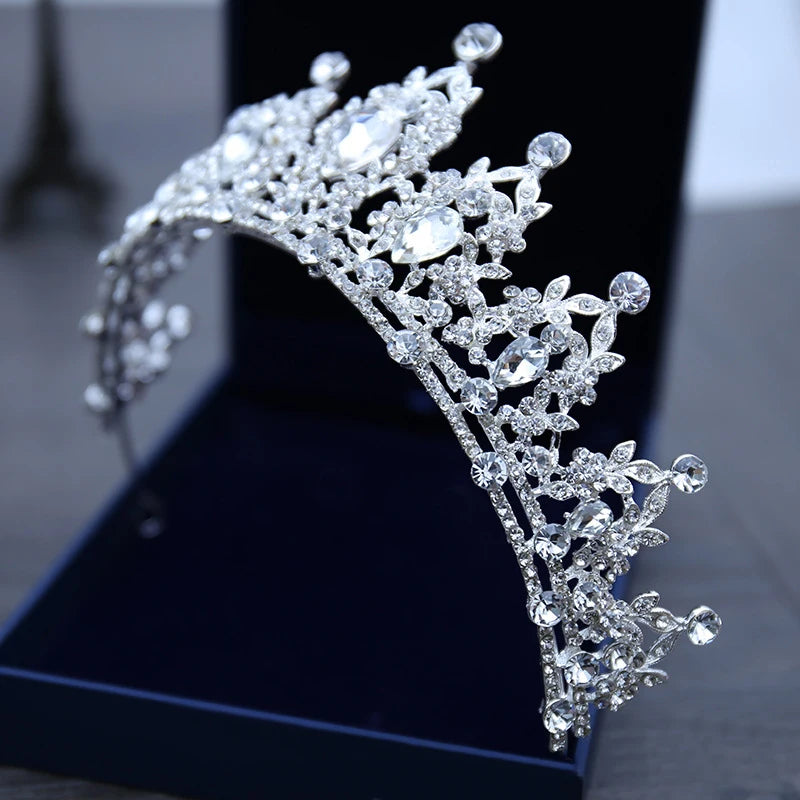 Wedding Hair Tiara Crystal Bridal Tiara Crown Silver Color Diadem Veil Tiaras Wedding Hair Accessories Headpieces Head Jewelry - chinatopmarket