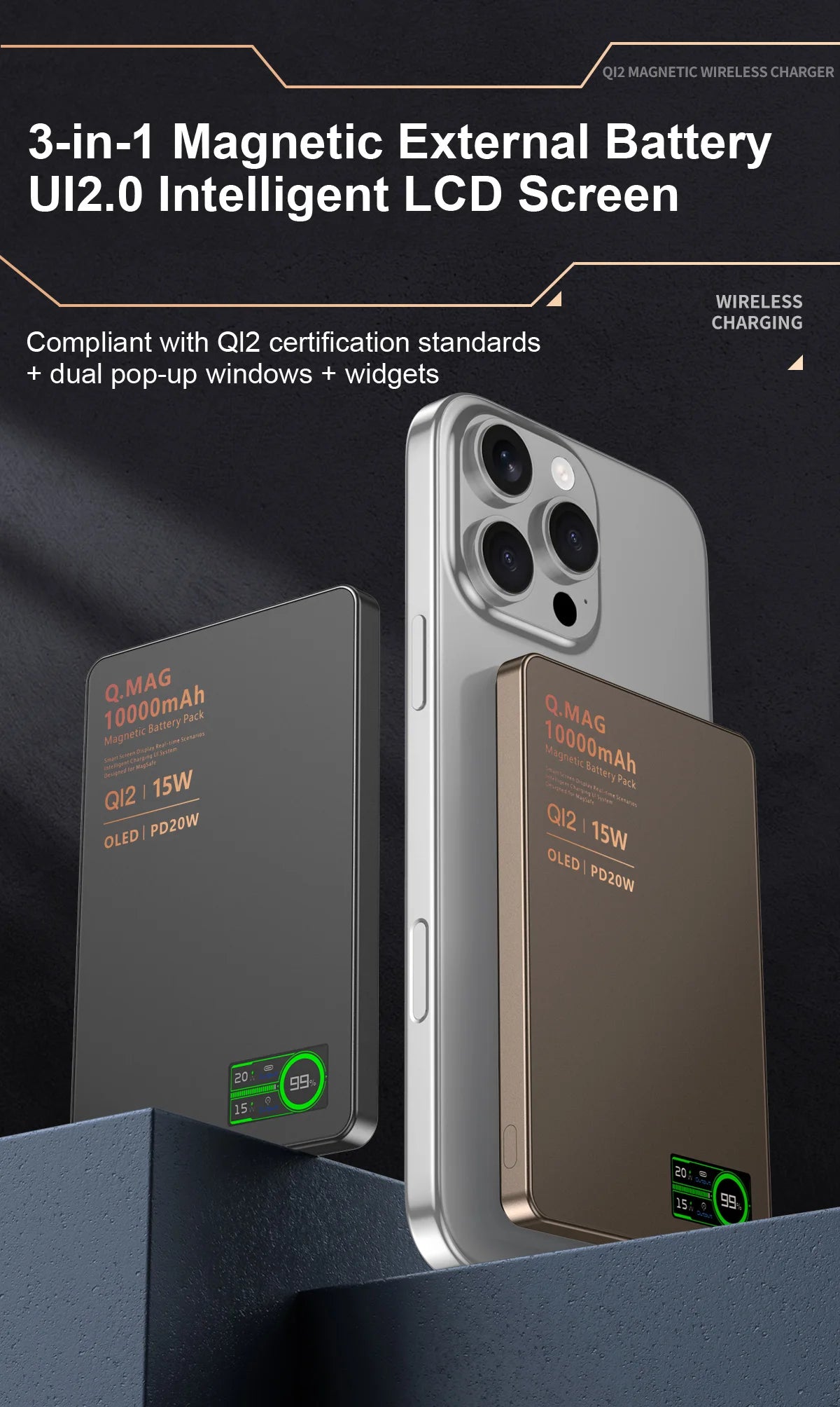 QI 2.1 Magnetic Powerbank Wireless Fast Charing Spare Portable External Battery for iPhone 12-17 Pro Watch Airpods 5000/10000mAh - chinatopmarket