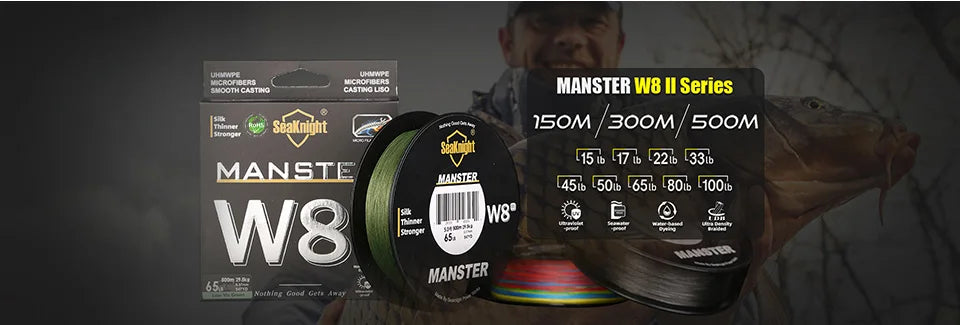 SeaKnight Brand W8 II Series Fishing Lines 8 Weaves 500m 300m 150m Upgrade Strong Braided PE Line for Seawater fishing 15-100LBs - chinatopmarket