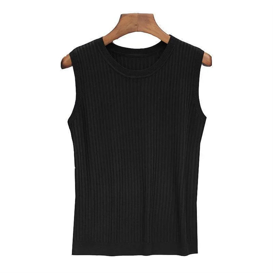 Summer Sleeveless Blouse Women O-neck Knitted Blouse Shirt Women Clothes Women Tops - chinatopmarket