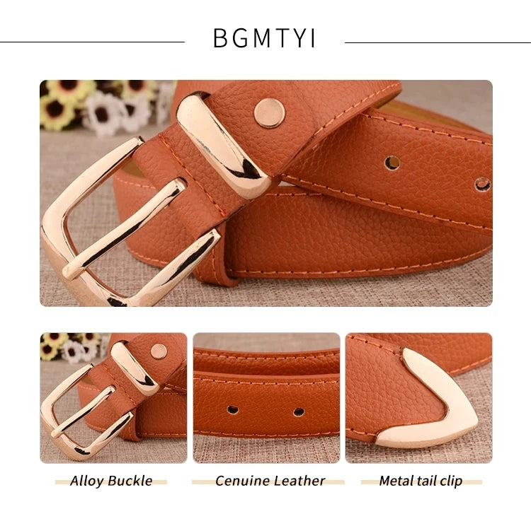 Women's Trousers Belt  Leather Trend White Belt Fashion High Quality Trouser Belts Solid Vintage Pin Buckle Ladies Strap LB2146- - chinatopmarket