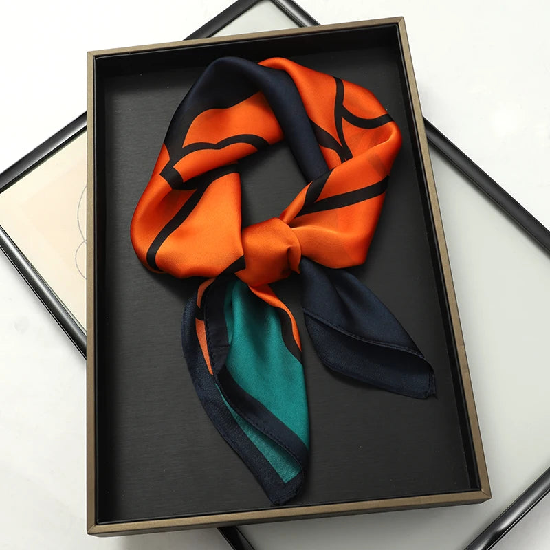 2025 New Fashion 70X70cmPrinted Women's Scarf Pashmina Silk Scarf Square Shawl Decorative Headband Neck Luxury Design Bandana - chinatopmarket