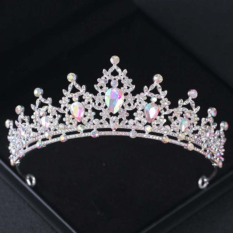 Wedding Hair Tiara Crystal Bridal Tiara Crown Silver Color Diadem Veil Tiaras Wedding Hair Accessories Headpieces Head Jewelry - chinatopmarket