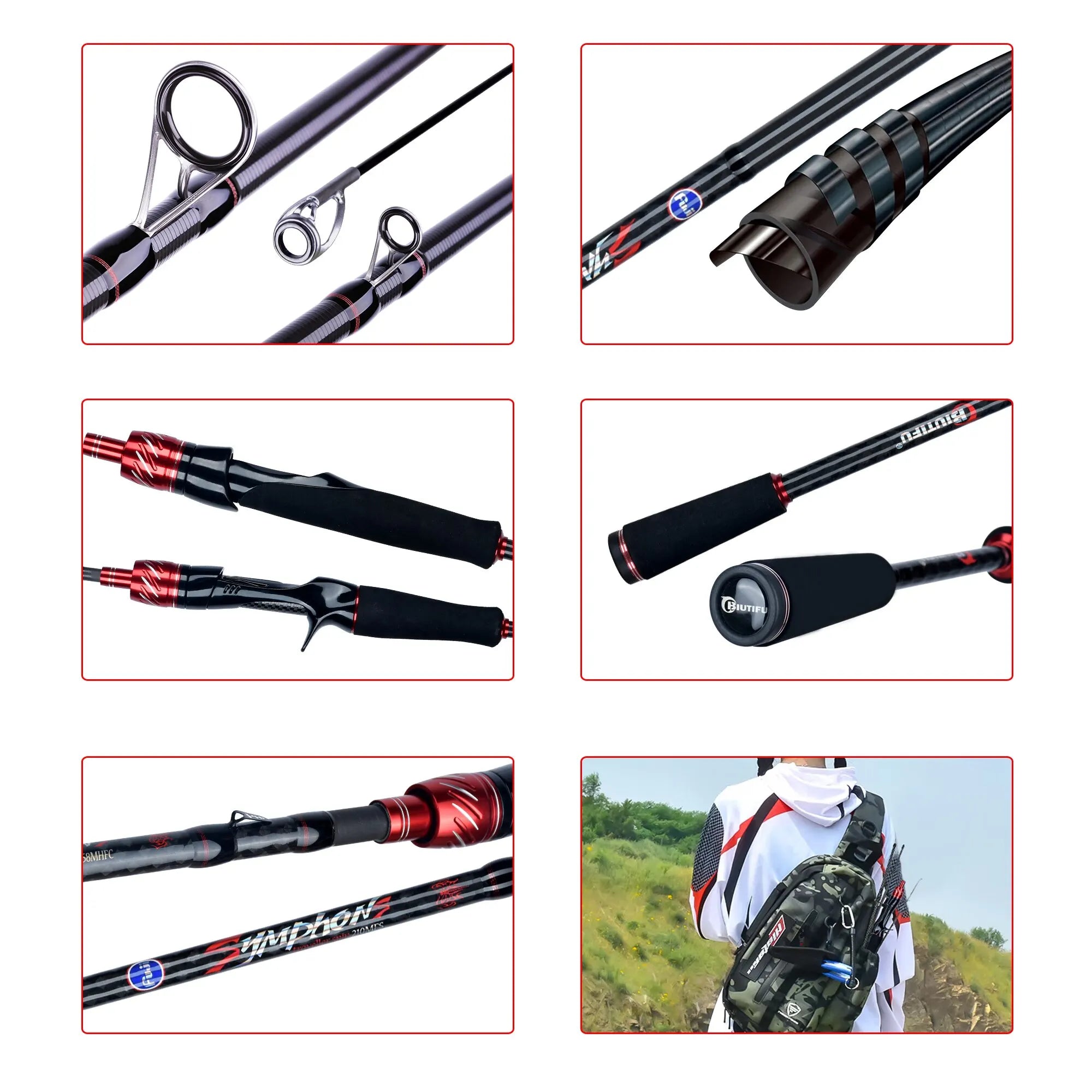 BIUTIFU Traveller Spinning Casting Fuji Lure Mini Rock Fishing Rod 1.8/2.1/2.4/2.7/3.0m Carbon Baitcasting PHISHGER Fast 5-42g - chinatopmarket