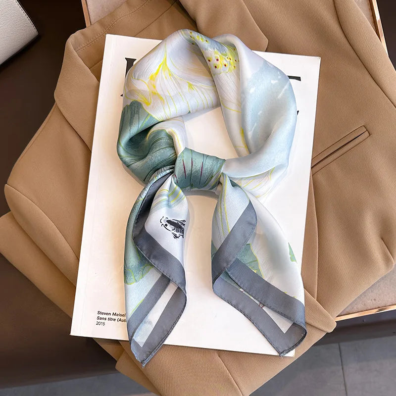 2025 New Fashion 70X70cmPrinted Women's Scarf Pashmina Silk Scarf Square Shawl Decorative Headband Neck Luxury Design Bandana - chinatopmarket