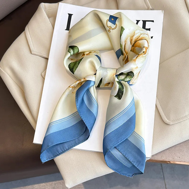 2025 New Fashion 70X70cmPrinted Women's Scarf Pashmina Silk Scarf Square Shawl Decorative Headband Neck Luxury Design Bandana - chinatopmarket