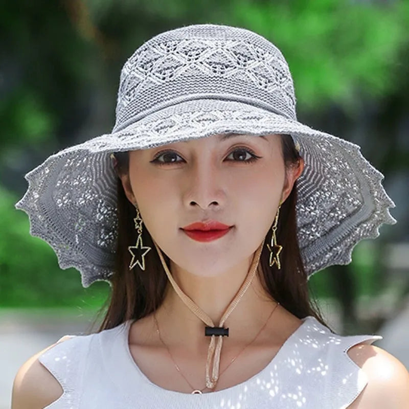 Fold Wide Brim Sun Hat Woman Summer Straw Hat Woman Beach Protection Dense Hat Women XKTYM01 - chinatopmarket